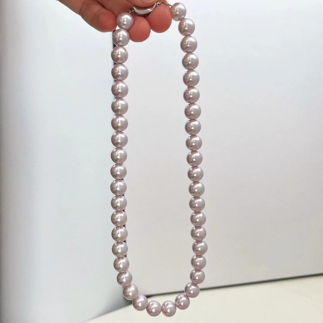 French Manta Rose Purple Millet Pearl Necklace for Women, Light Luxury Ins, Niche Collarbone Chain, Temperament Necklace