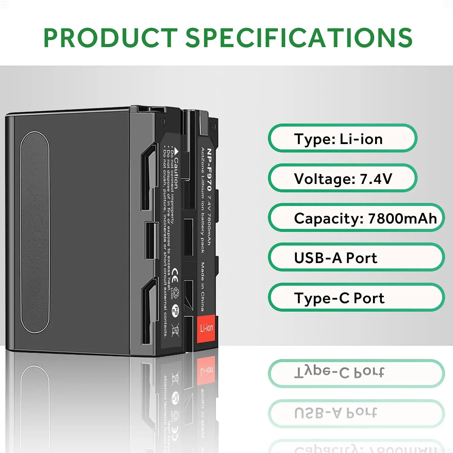 Battery for Sony NP-F970 NP-F960 NP-F950 NP-F770 NP-F750 NP-F570 and  CCD-SC55 TR516 TR716 TR818 TR910 TR917 with USB Output