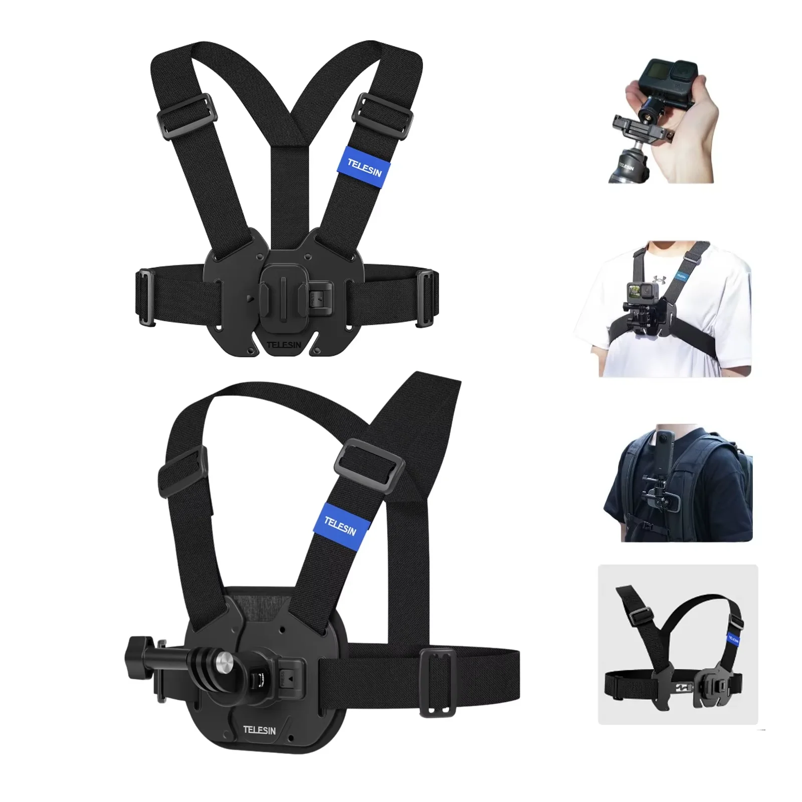 

TELESIN Quick-Release Vest Chest Strap Mount for Gopro Hero 13 12 11 10 9 8 AKASO Insta360 X5 DJI Action Camera Accessories