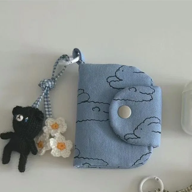 Cute Small Coin Purse for Women, Korean Floral Mini Wallet Card Holder, Portable Kawaii Change Purse