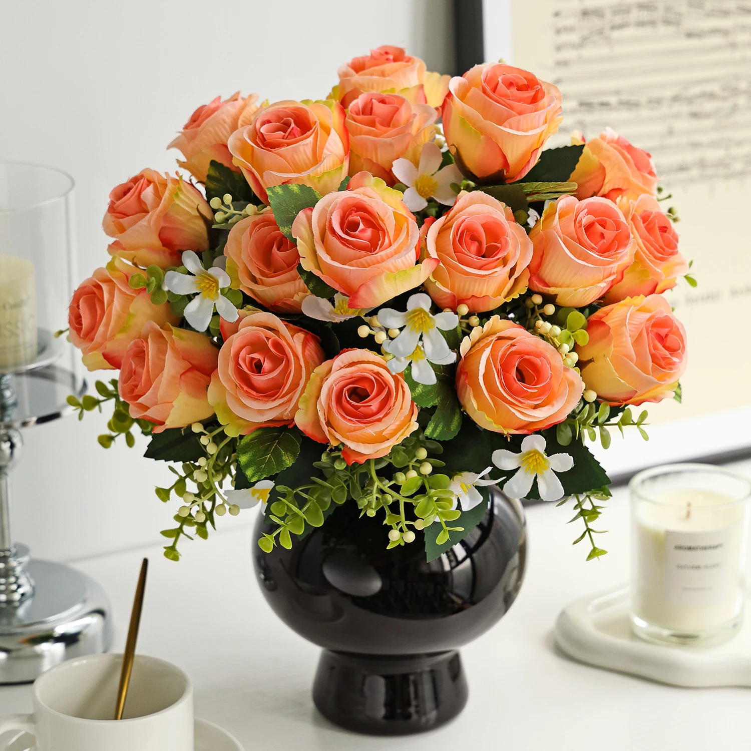 Künstliche Blumenknospen aus Seide für Zuhause, Zimmer, Tisch, Hochzeitskranz, Brautstrauß, Dekoration, Festival, Außenbereich, Hof, Garten, Vase, DIY-Geschenk, Requisite – Detail 5
