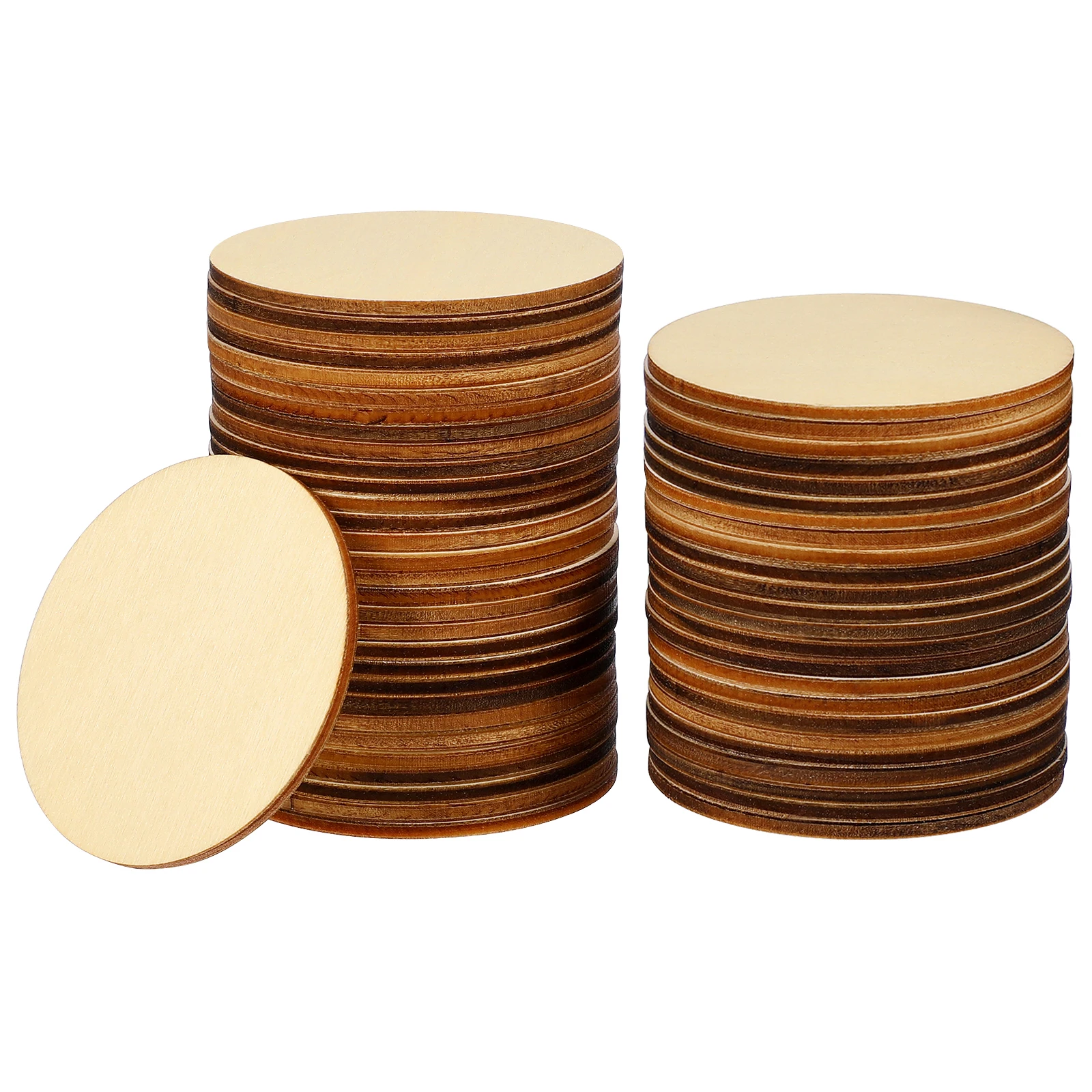 

50 pcs Round Wooden Discs Decorations Natural Unfinished Wood Craft Pieces for DIY Party Signs Gift Tags Kids