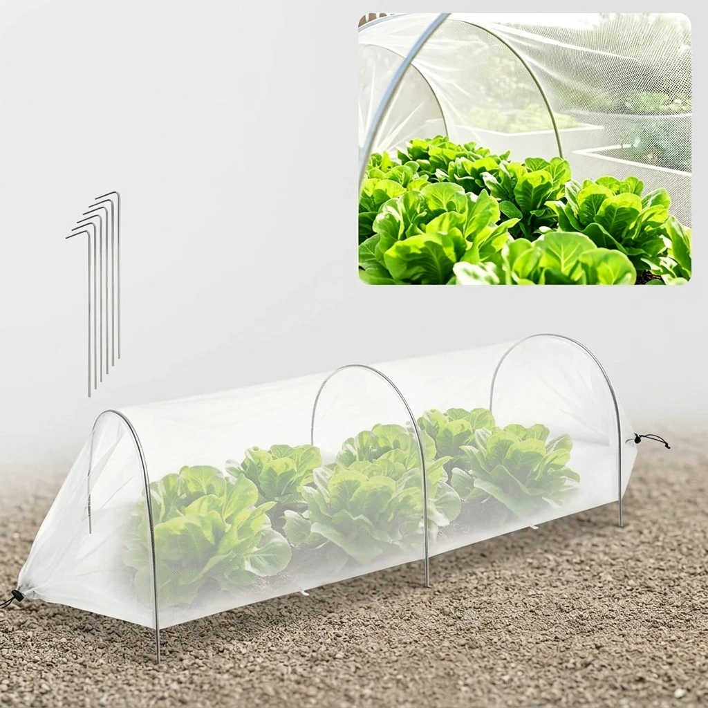 Thickened Polyester Garden Insect Net Cover With Frame For Vegetable Flower Bed Tunnel Protections