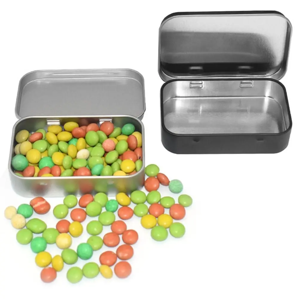 Frosted Mini Metal Storage Box With Flip Lid 1 Pcs Empty Hinged Iron Box Pill Candy Container Jewelry Organizer Storage Supplies