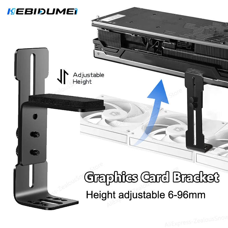 KEBIDUMEI Graphics Card Holder GPU Chassis Fan Support Fixed Metal Bracket Prevent Sagging 6-96mm Adjustable Video Card Holder