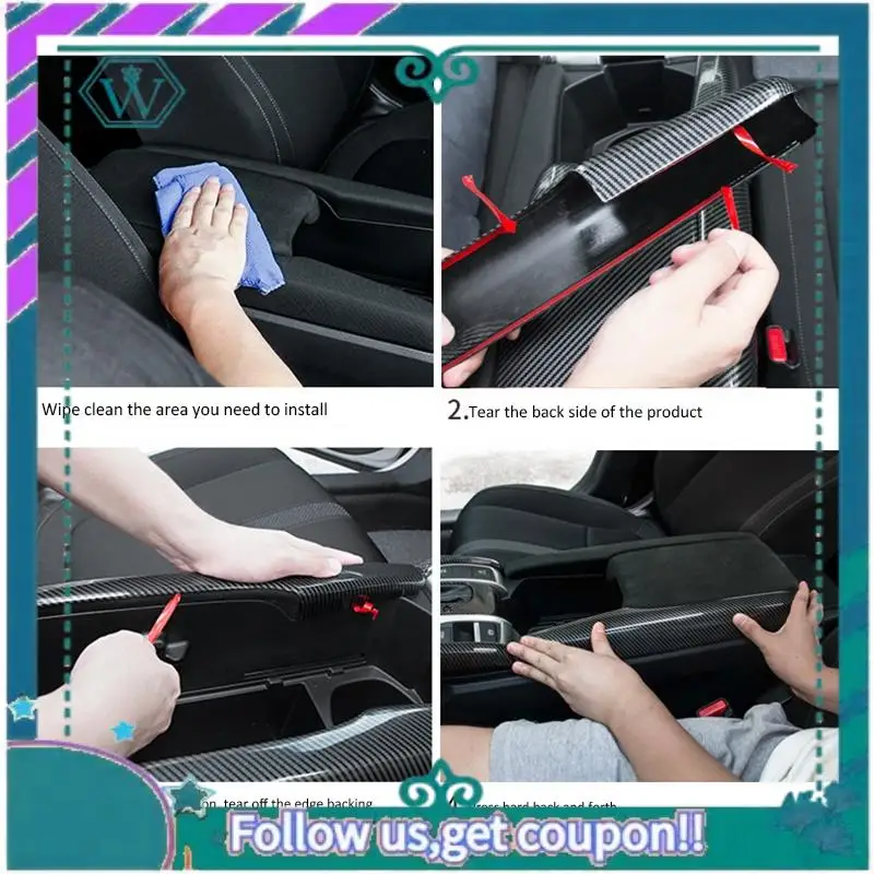 

AA92-Armrest Box Protective Covers Carbon Fiber Car Central Armrest Decorative Modification For Honda Civic 10Th 2016 2017 2018