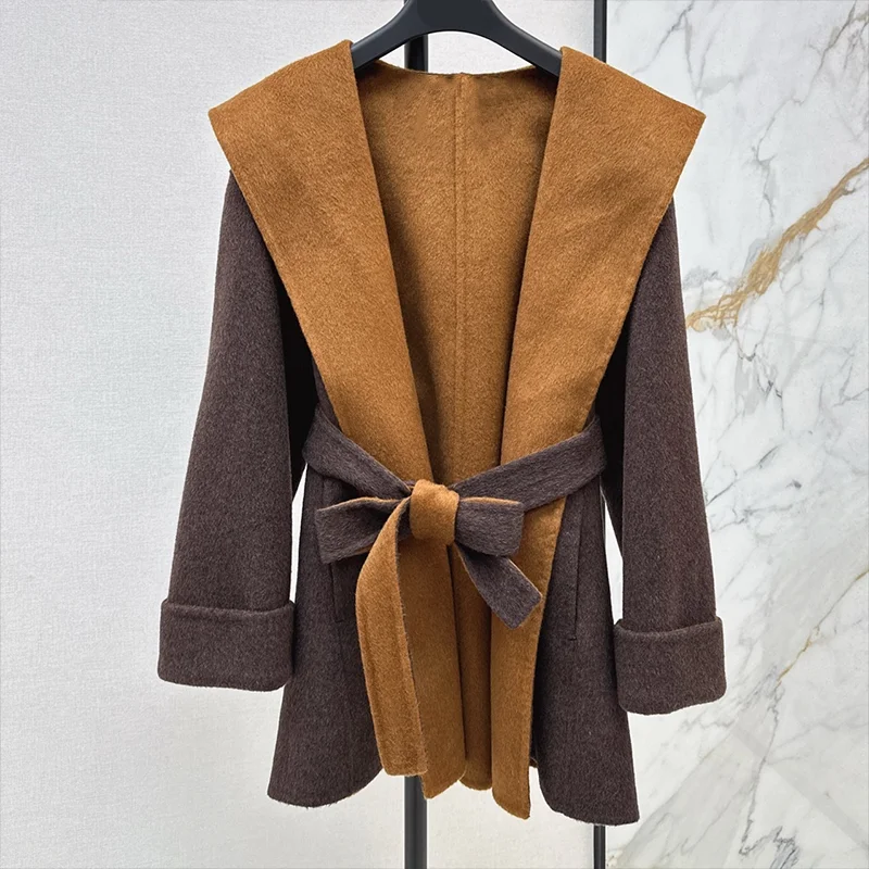 

Высококачественное пальто с поясом, женская осенне-зимняя одежда, роскошная модная кашемировая верхняя одежда 25100903