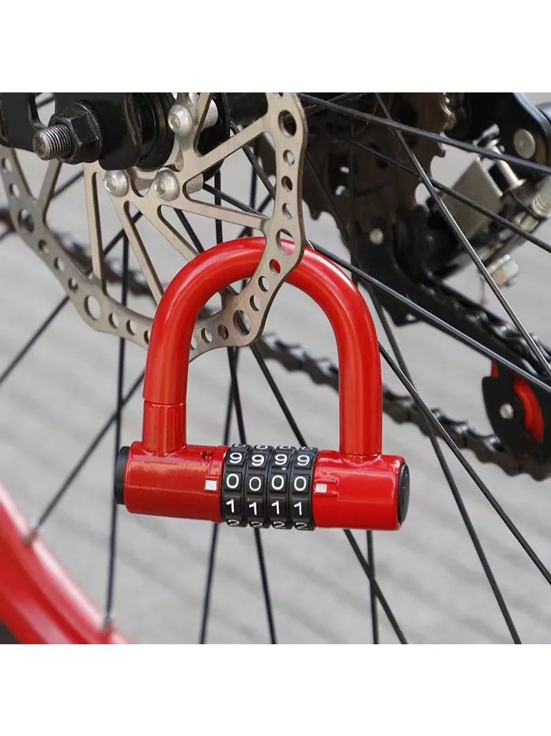 AliExpress NONE Bicycle U-shaped combination lock, zinc alloy four-position adjustable, acid-resistant and saw-resistant U-shaped padlock