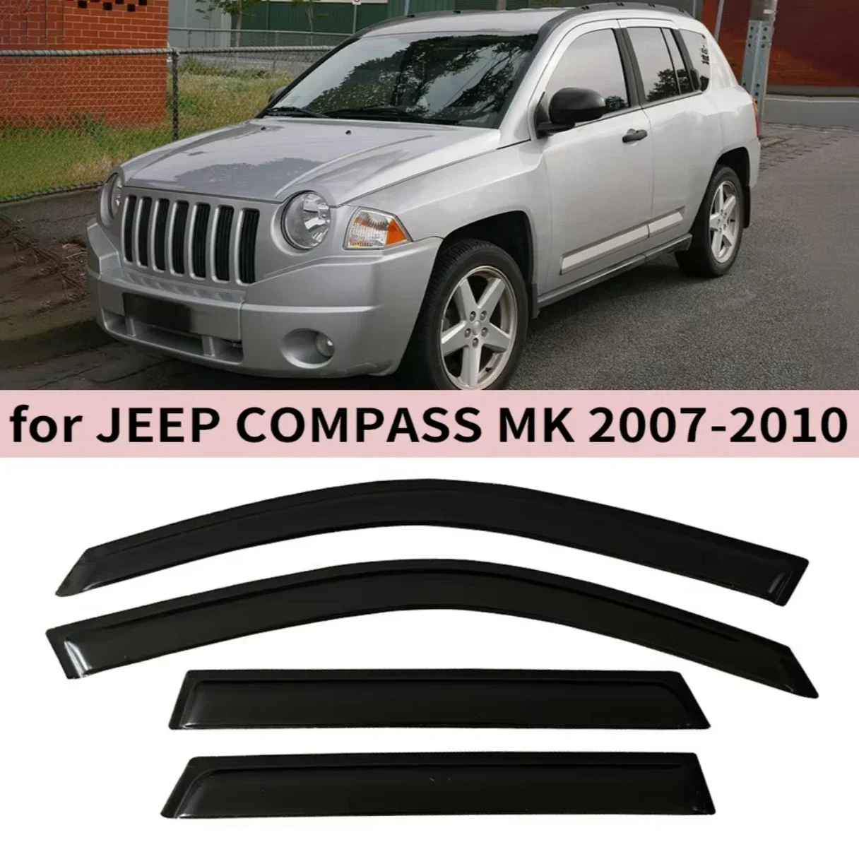 for JEEP COMPASS MK 2007 2008 2009 2010 Wind Deflectors Rain Guards Door Visor Vent Shades Ventvisor Window Visor