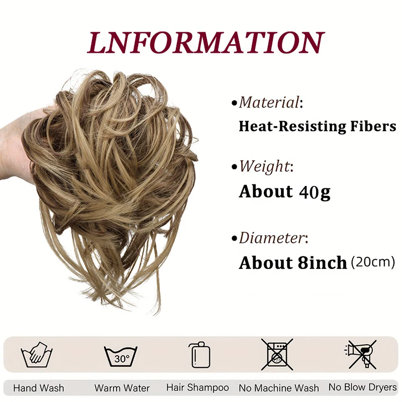 Synthetischer Haarknoten für Damen – flauschiger, lockiger Haarknoten mit elastischem Gummiband, perfekt für den täglichen Gebrauch und besondere Anlässe – Detail 4