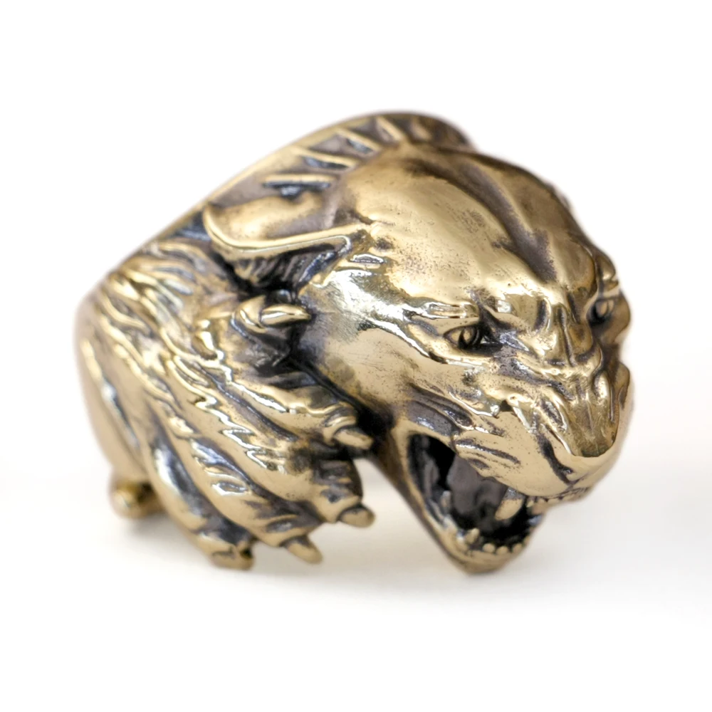 Huge Brass Hunting Leopards Biker Punk Ring BK348 Open US Size 8~15