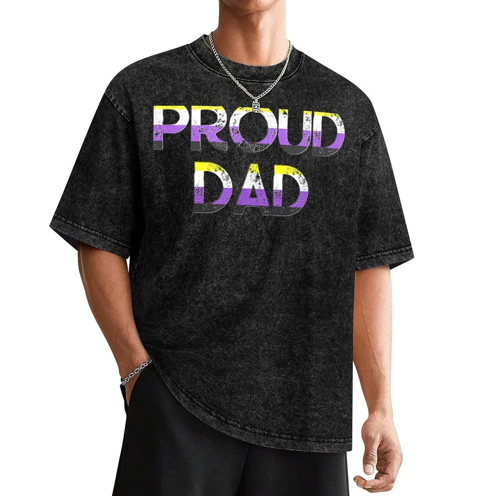 

Mens Proud Dad Nonbinary Pride Flag Lgbt Fathers Day T-Shirt Aesthetic clothing street wear tshirts for men