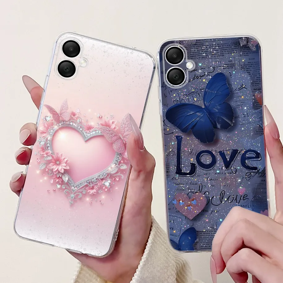 For Samsung Galaxy A06 Case A065 SM-A065F Cover Popular Flower Love Heart Soft Silicone TPU Phone Case For Samsung A06 A 06 Capa