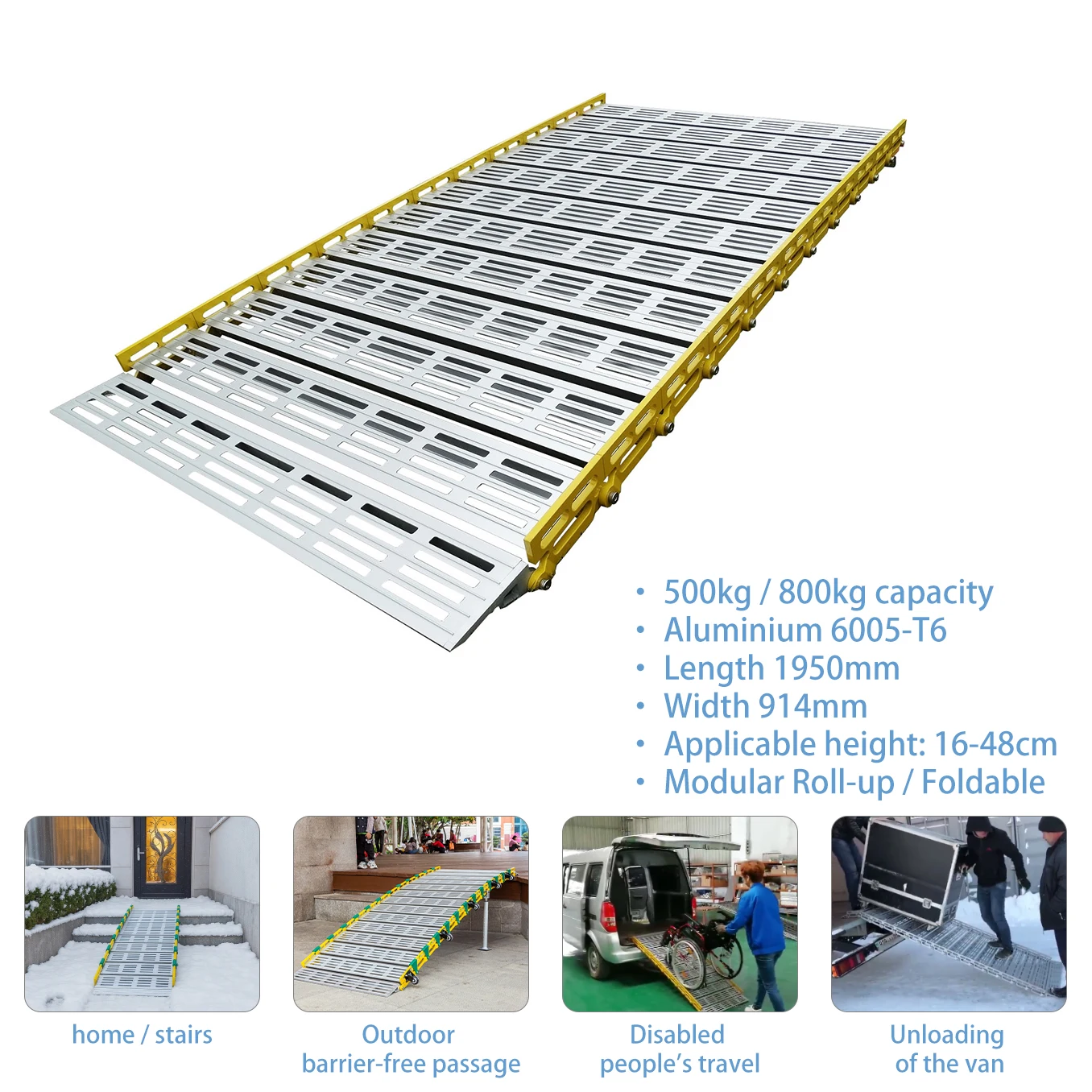 Simplywalk Portable Roll-up Ramp 800kg Length 1.95m Anti-corrosion Mini Lawn Mower Ramp Long-term Ramp Supplier SGS Load Test