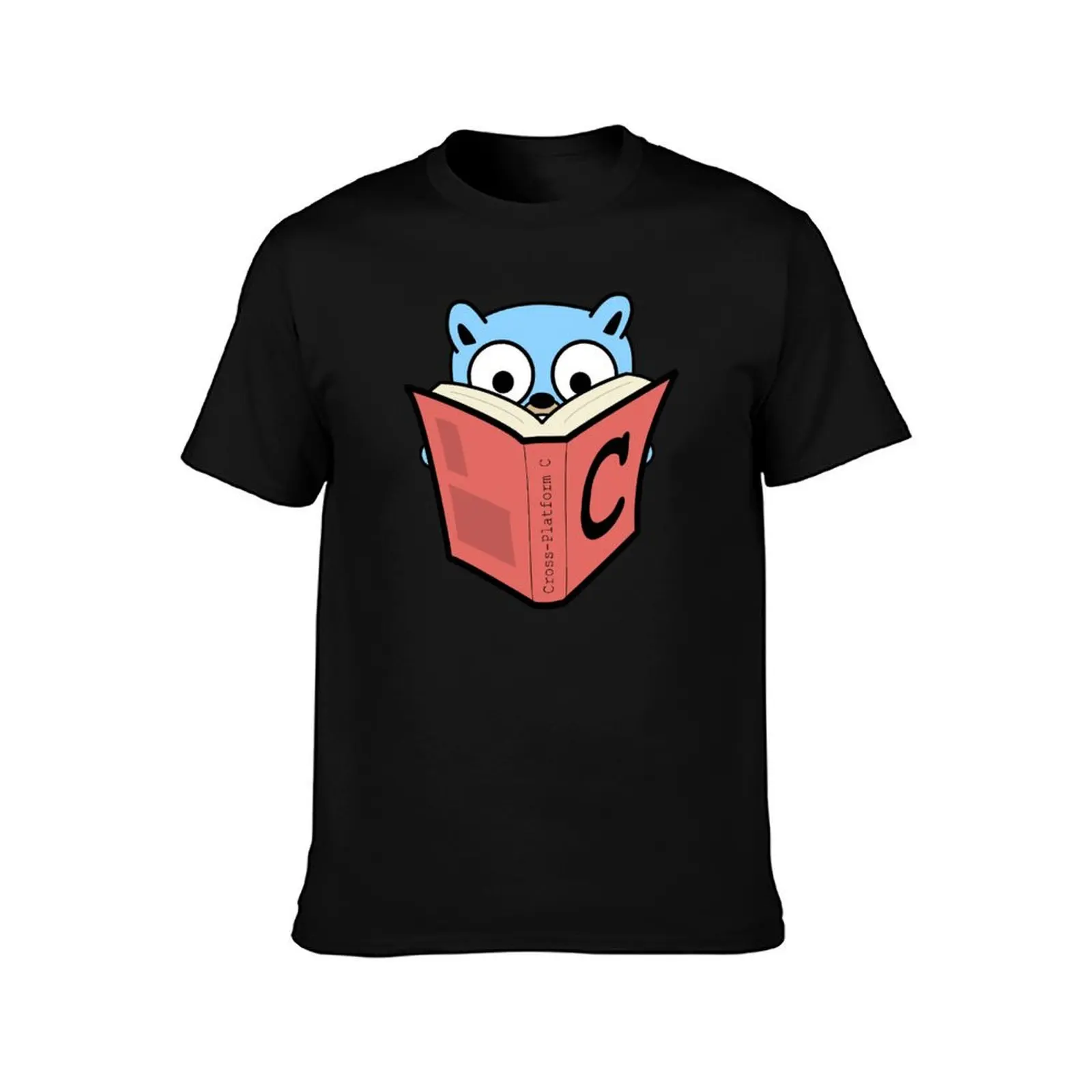 Go C Go: Gopher with C book (Navy) T-Shirt Minimalist Casual Short Sleeve Top T-Shirt