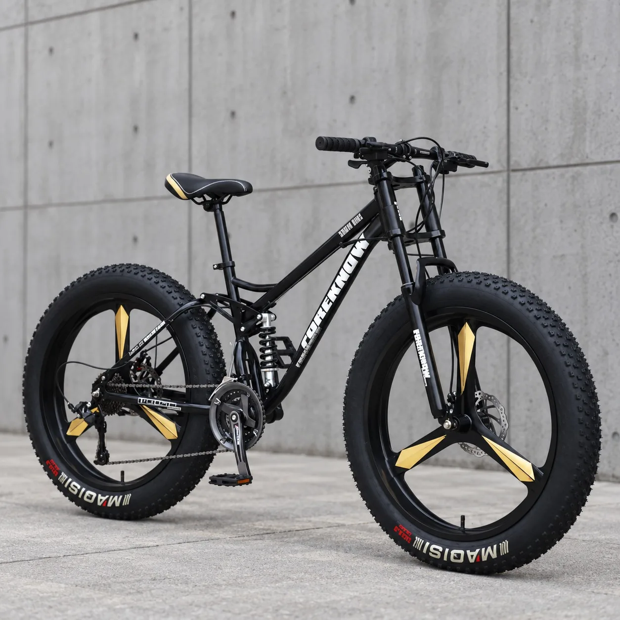 Adult Off-Road Mountain Bike Shock Absorption Unisex Student Bicycle with Black Integrated Wheels