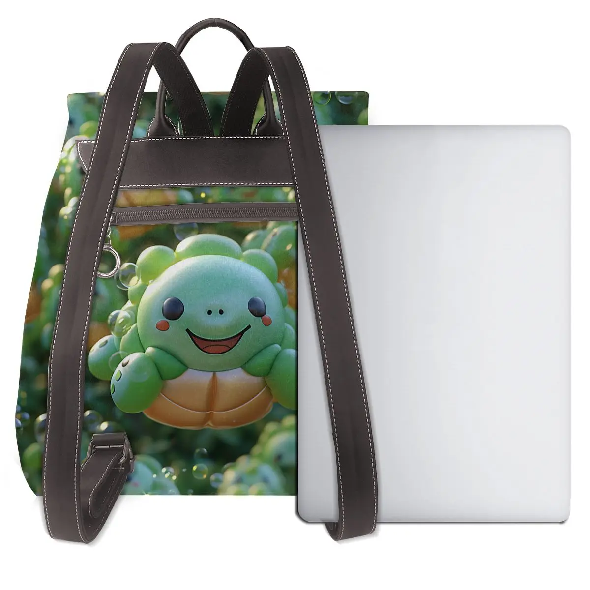 거북이 즐거운 거품 3D 패턴 새로운 핫 여성 배낭 디자이너 고품질 가죽 간단한 패션 대용량 배낭