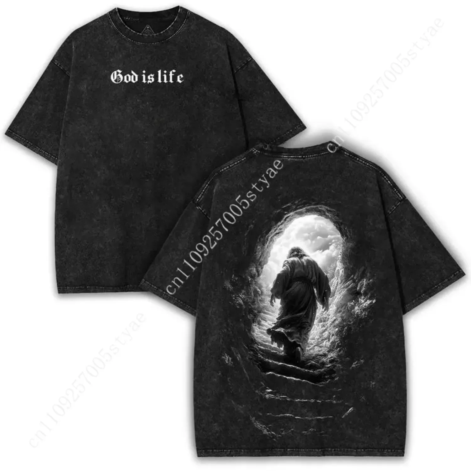 valentine shirts Resurrection Walk Oversized Graphic Tee: Washed Heavy Cotton, Faith Streetwear