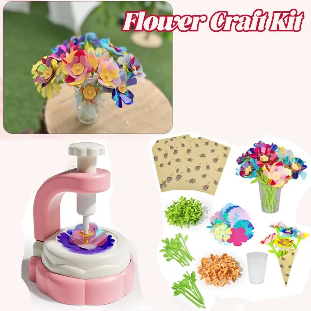 Criativo artesanal flor fazendo kit diy arte artesanato simulação buquê máquina arranjo de flores brinquedo presente