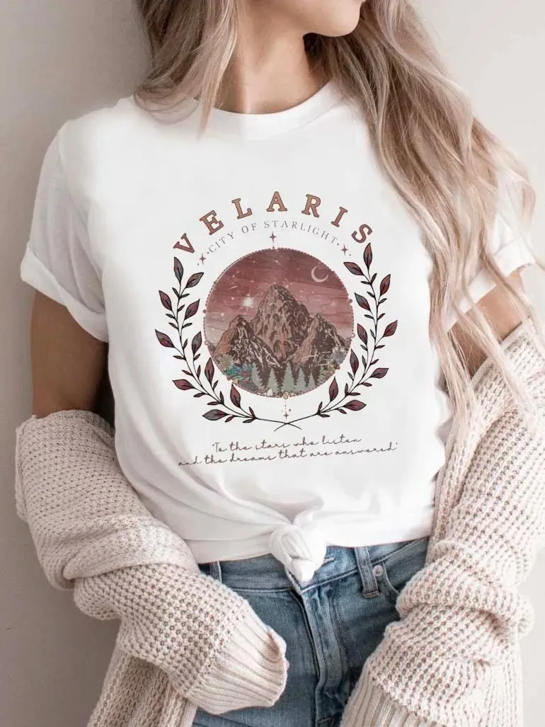 Two Side Velaris T-shirt Feyre\'s Tattoo ACOTAR Bookish Shirts Men Women Tshirts Short Sleeve Vintage T Shirt Tops SJM Merch