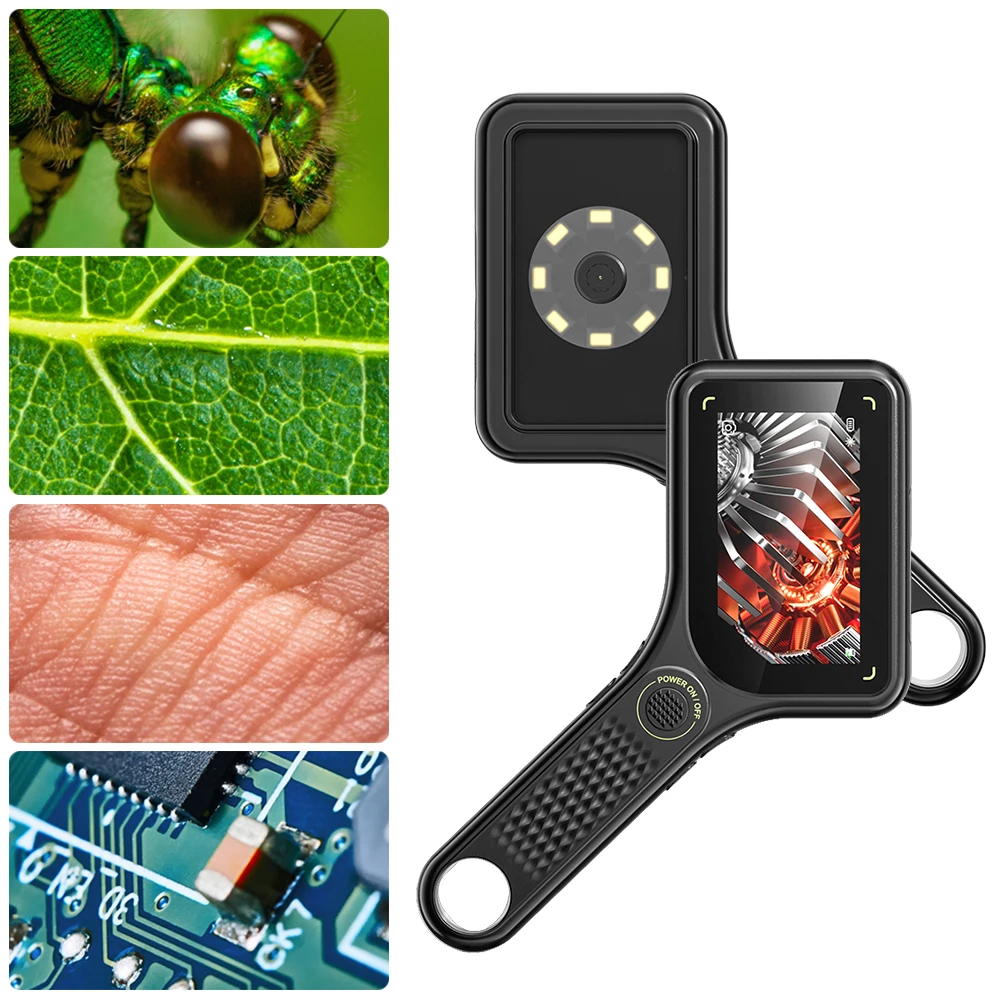 500X Magnification Digital Microscope 2MP Portable Handheld Microscope Rechargeable HD Electronic Coin Magnifier for Home Office