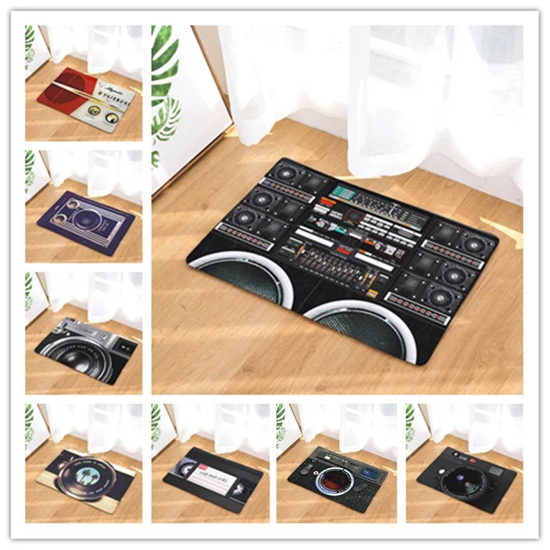 Floor Mat Vintage Tape Player Camera Printed Entrance Doormat Anti-slip Bedroom Living Room Hallway Carpet Soft Area Rug