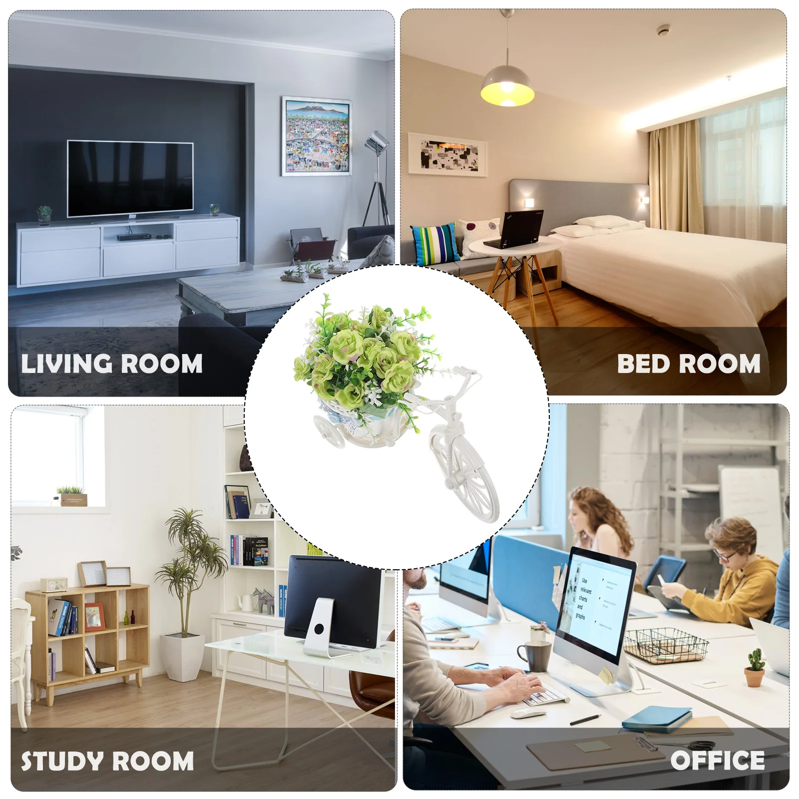 

1Pcs Bike Shaped Flower Display Rack Unique Artificial Plant Holder Desktop Flower Shelf Home Decor Plant Stand