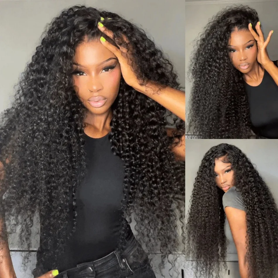 40 Inch Deep Wave 13x6 HD Lace Frontal Wigs For Black Women Pre Plucked Water Wave Curly Lace Frontal Wig Natural Color Pre Styled With Baby Hair 200 Density