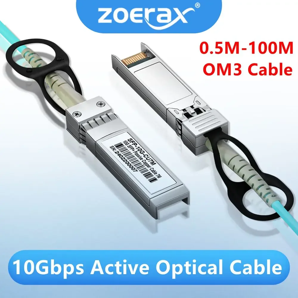 ZOERAX 10Gbps SFP+ Active Optical Cable (AOC) OM3 Multimode Fiber Cable for Cisco Huawei MikroTik HP Intel Dell Network Switch