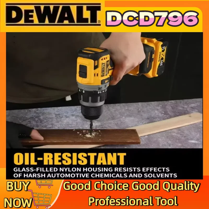 สว่านกระแทกไร้สาย Dewalt 20V รุ่น DCD796 ขนาด 13 มม. แบบไร้แปรงถ่าน พร้อมฟังก์ชั่นไขควงอเนกประสงค์ ชาร์จไฟได้