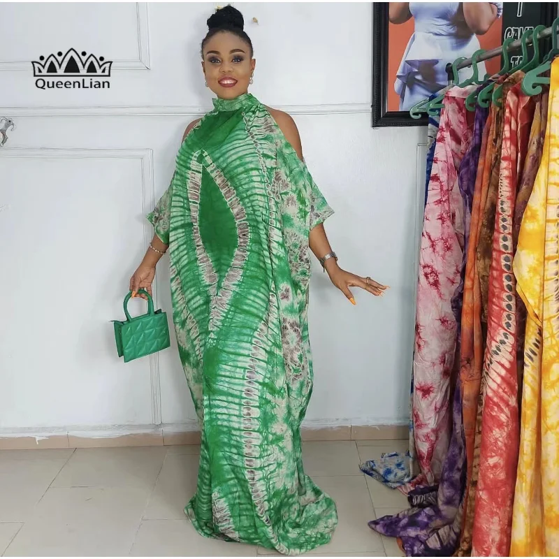 Free Style African National Characteristics Classic Pattern Chiffon Off-the-shoulder Stand-up Collar  Plus Size Dresses