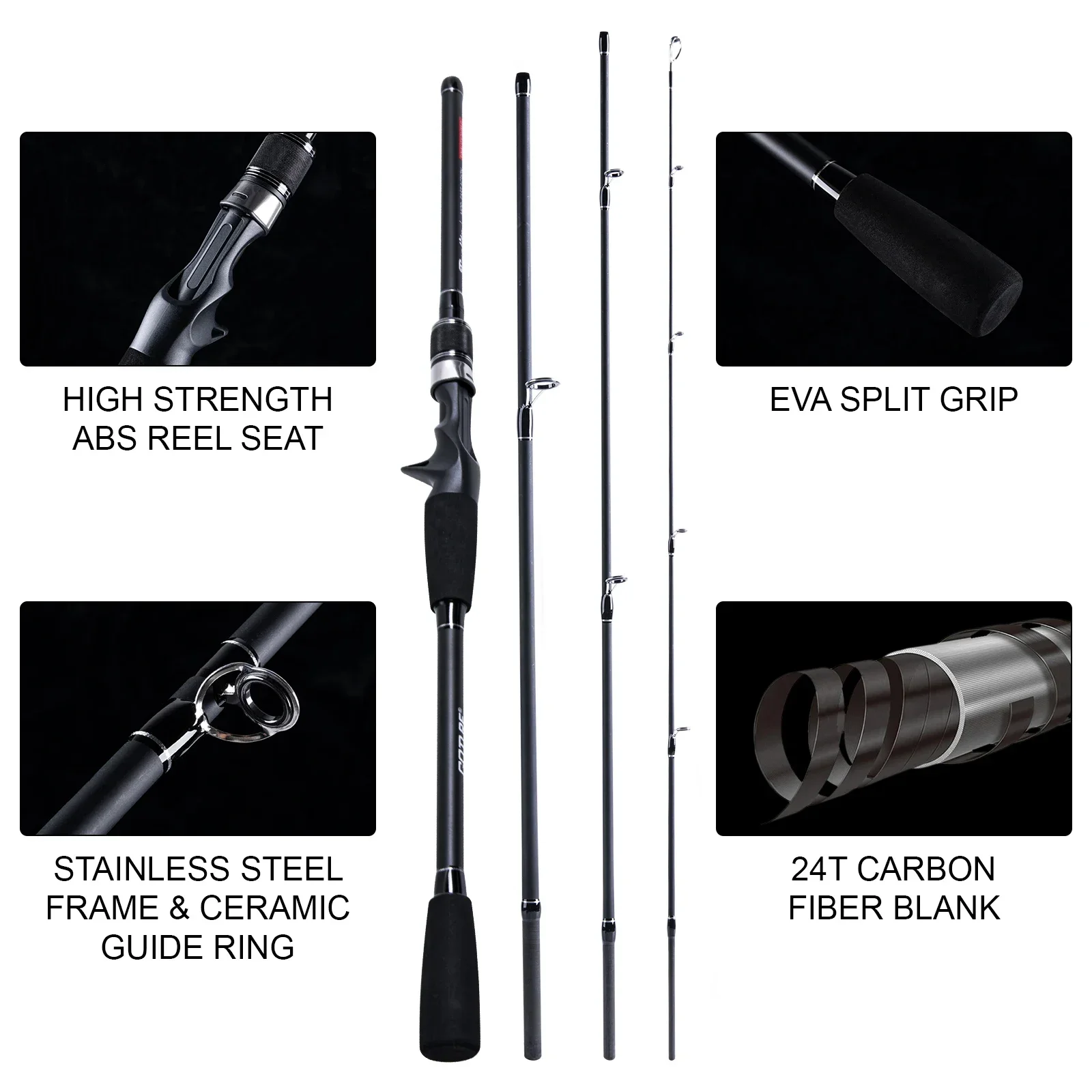 Goture Finality 4 pieces Spinning Casting Fishing Rod 2.1m 2.4m 2.7m 24T Carbon Fiber M/MH Power Lure Pole Bass Carp Travel Rod