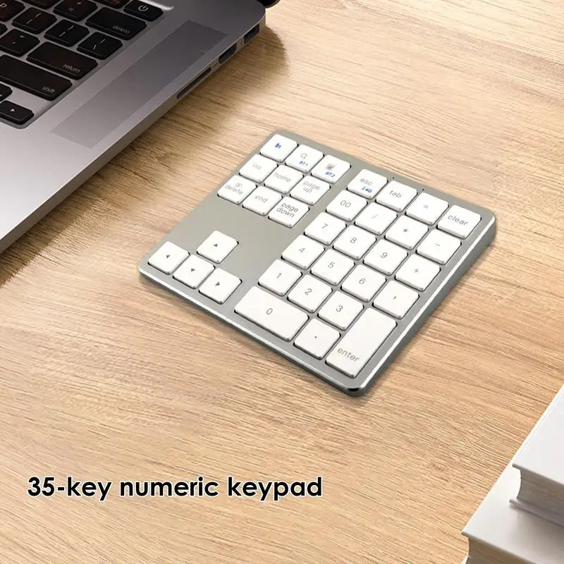 Teclado mecánico pequeño inalámbrico, teclado numérico pequeño de 35 teclas, teclado numérico inalámbrico silencioso, escritura eficiente, PC Personal