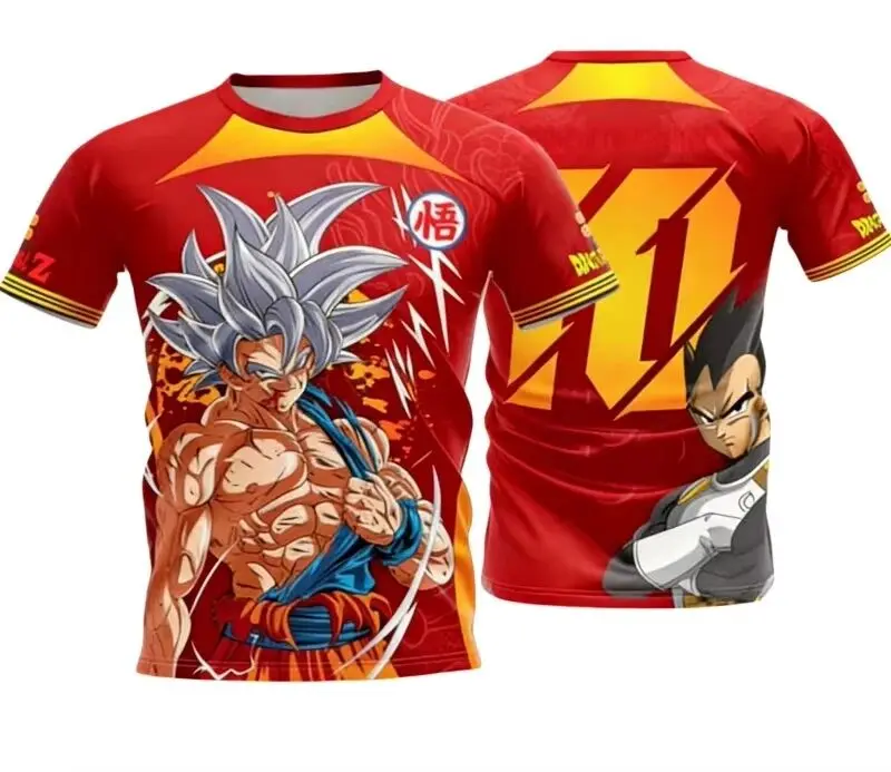 Camiseta de Manga Corta con Logo de Dragon Ball Z, Goku (Ultra Instinto) y Vegeta, para Hombre, Estilo Anime, Casual, Deportivo, Y2K, 2026