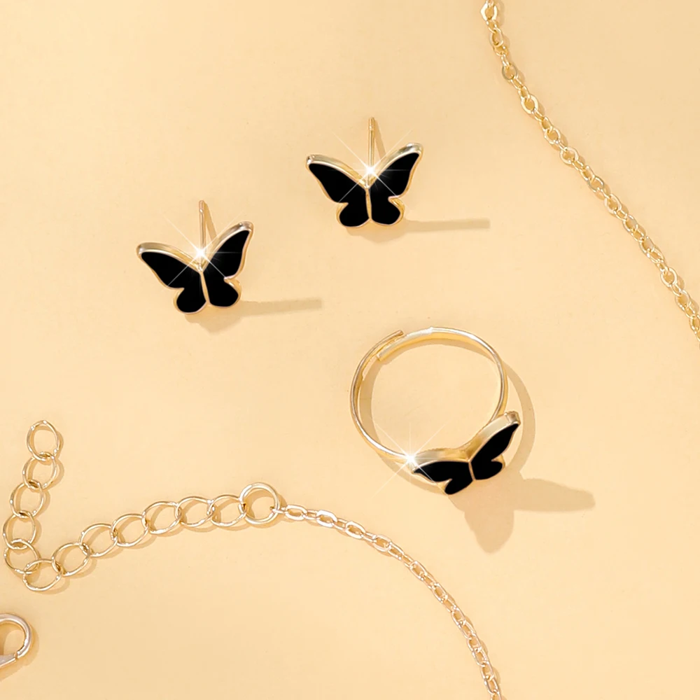 5pcs Exquisite And Elegant Butterfly Pendant Earrings Bracelet Ring And Necklace Perfect As Gift Birthdays Any Special Occasion image 5