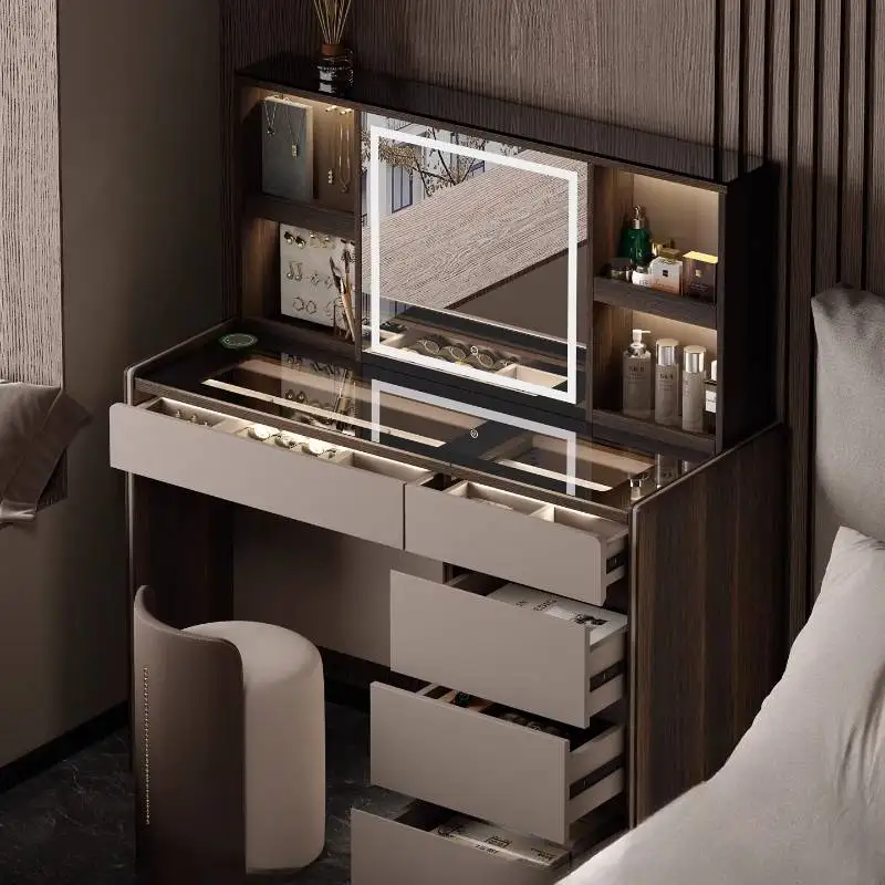 

Makeup Mirror Vanity Desk Sliding Storage Space Organizer Room Vanity Desk Dressing Compact Salon Schminktische Furniture Home