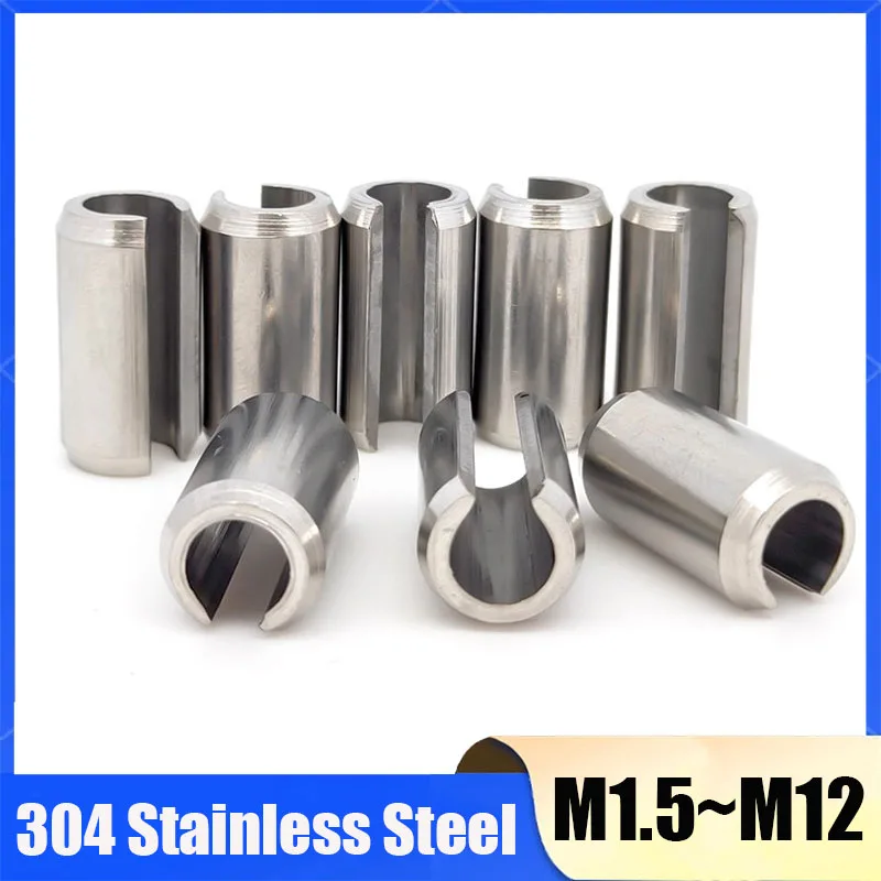 1~50Pcs M1.5 M2 M2.5-M12 304 Stainless Steel Spring Pins Cylindrical Elastic Open Dowel Pins Roll Pin Slotted Split Tension Pins