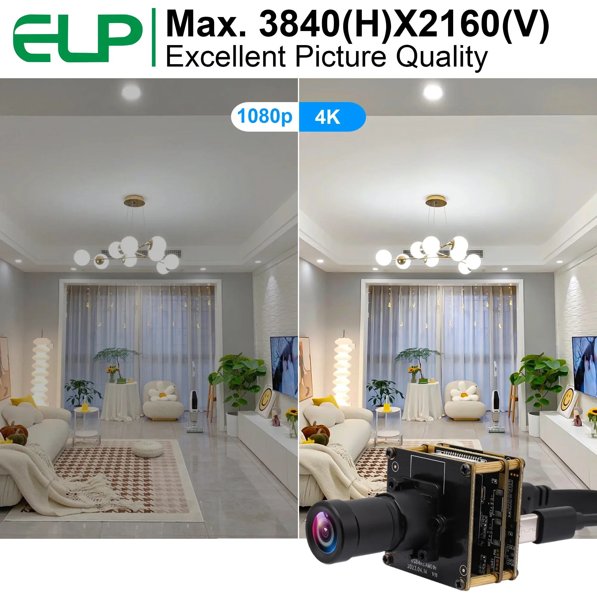

ELP 4K HDMI USB-модуль камеры 60 кадров в секунду H.264 веб-камера для записи видео в реальном времени с объективом 12 мм/16 мм/25 мм для видеозвонков