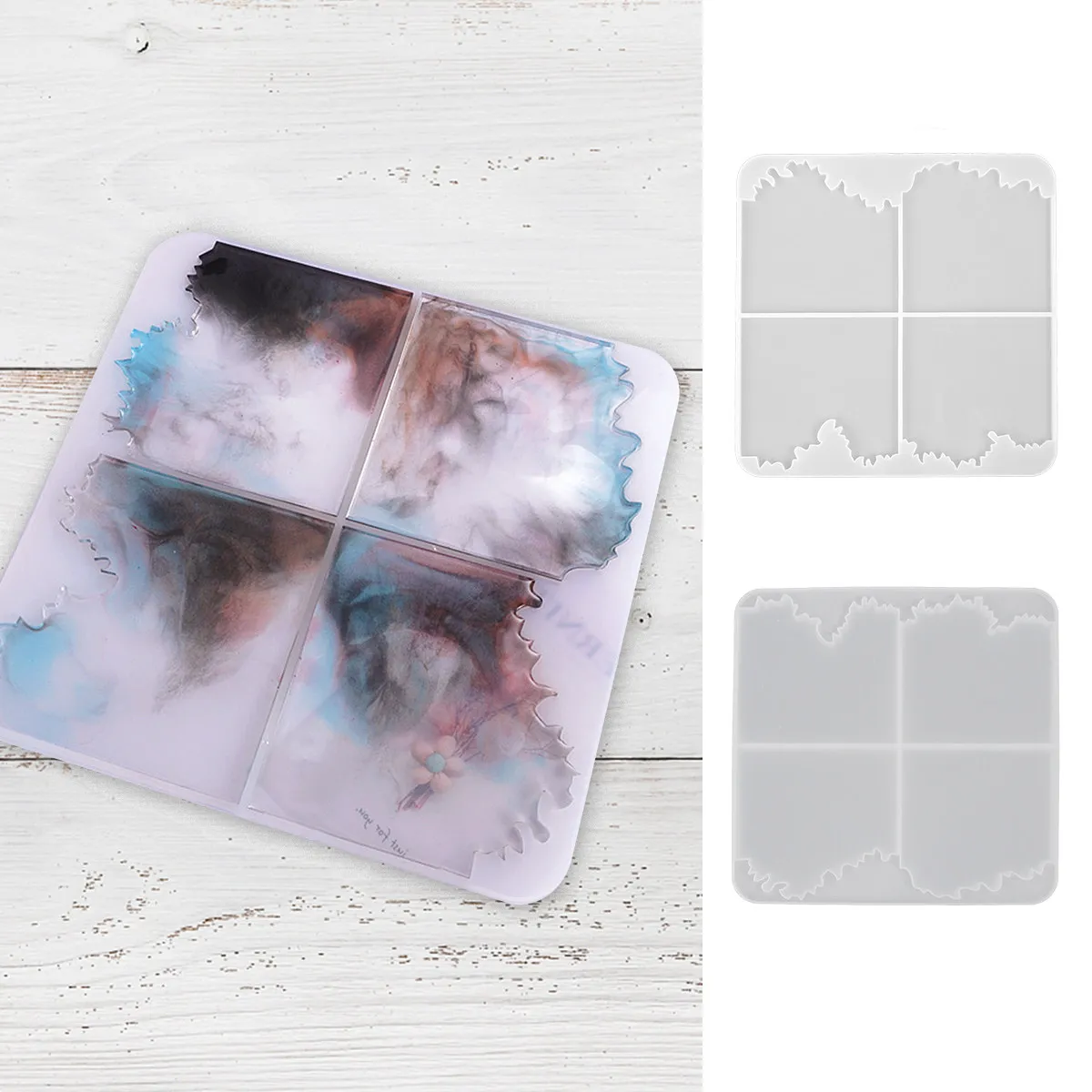 1Pcs High Transparency Silicone Mold Irregular Ocean Wave DIY Crystal Epoxy Mold for Table Decoration Cup Mat Coaster