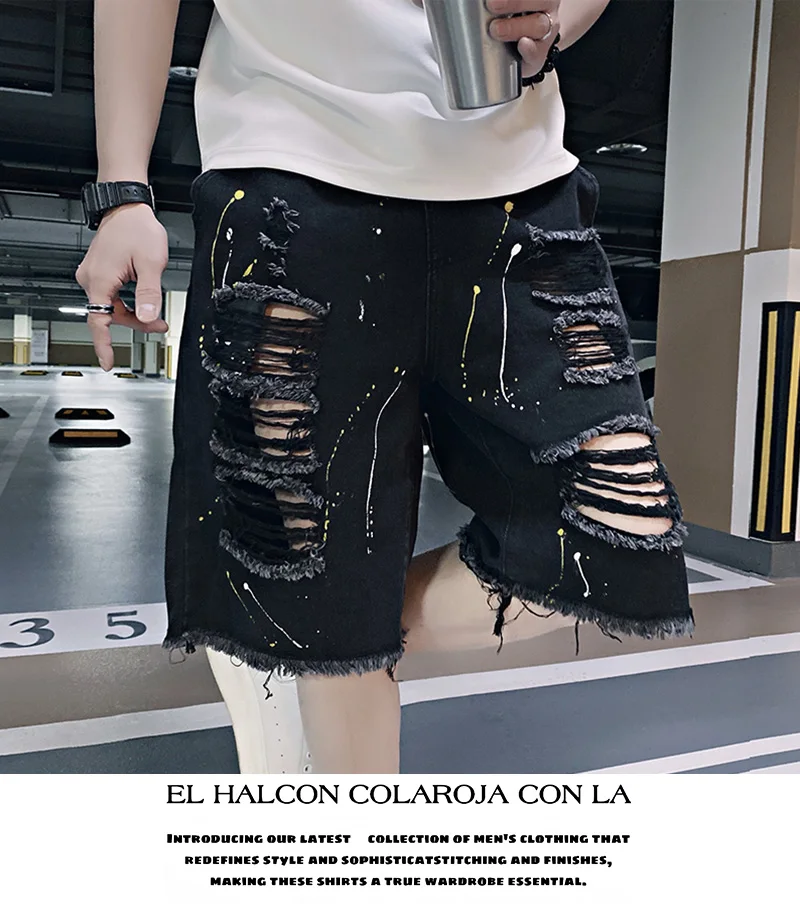 2025 New Summer Korean Version Fashion Ripped Casual Shorts for Men Loose Thin Cool Breathable Stylish Youth Trendy Shorts