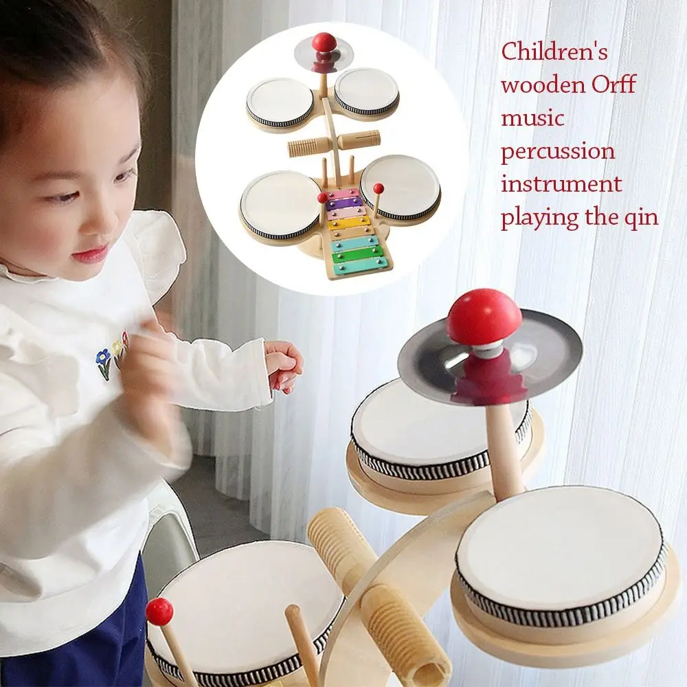 Neue hölzerne Musik instrumente Spielzeug Trommel musikalische Montessori Spielzeug Klavier Geburtstags geschenke Holz Xylophon Trommel Set Kleinkinder