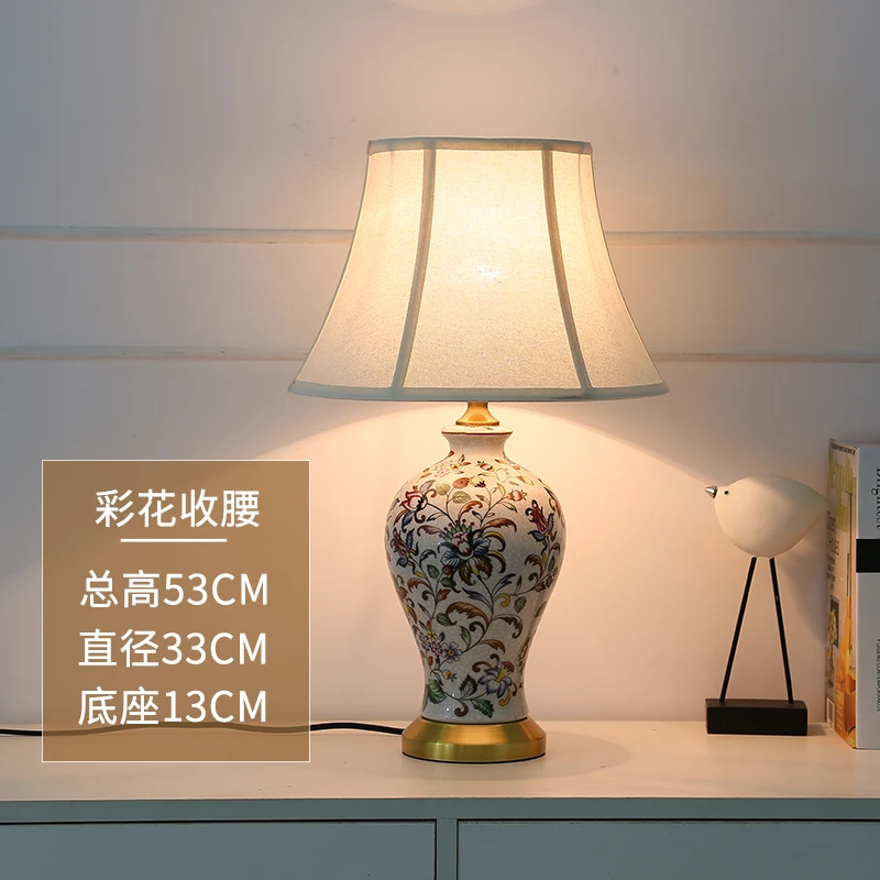 Imagem -05 - Chinês Candeeiro de Mesa de Cerâmica Retro Decoração Pintada Europeu Quarto Quente Quarto Plissado Abajur Lamp