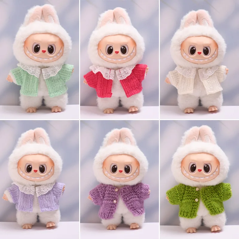 

15cm/17cm Labubu 1st - 3rd Gen Multicolor Sweet Cardigans Knitted Lace Fresh Festive Party Outfits