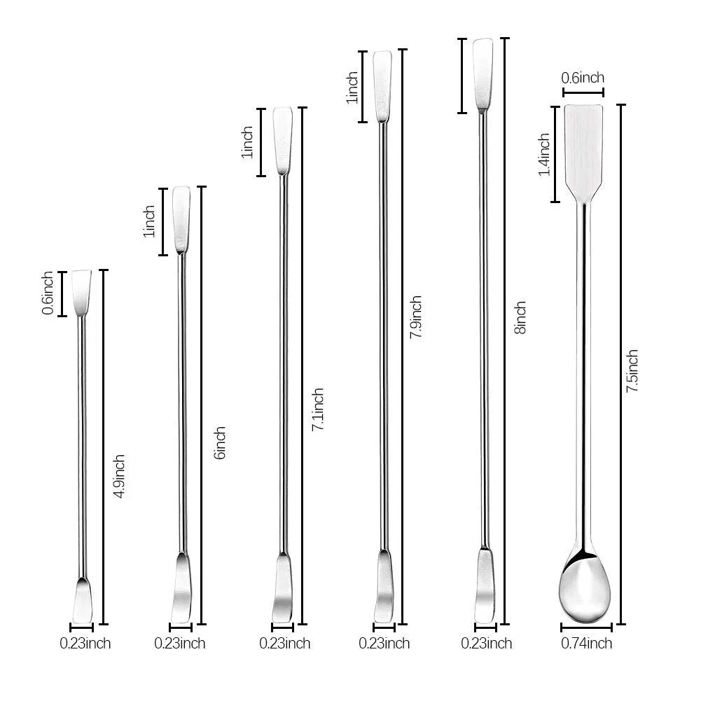 12Pcs Stainless Steel Lab Spoon Spatula Laboratory Sampling Spoon Mixing Spat Tools Ferramentas Herramientas Multimeter