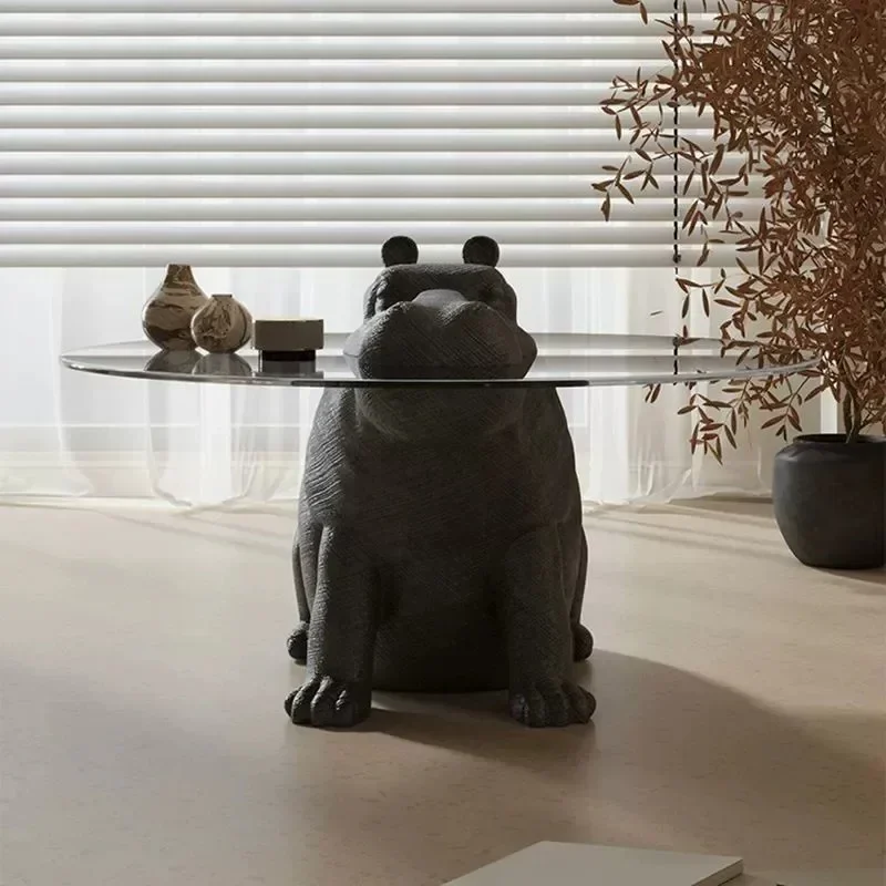 

creative Internet celebrity animal hippo coffee table, Italian minimalist tempered glass small coffee table