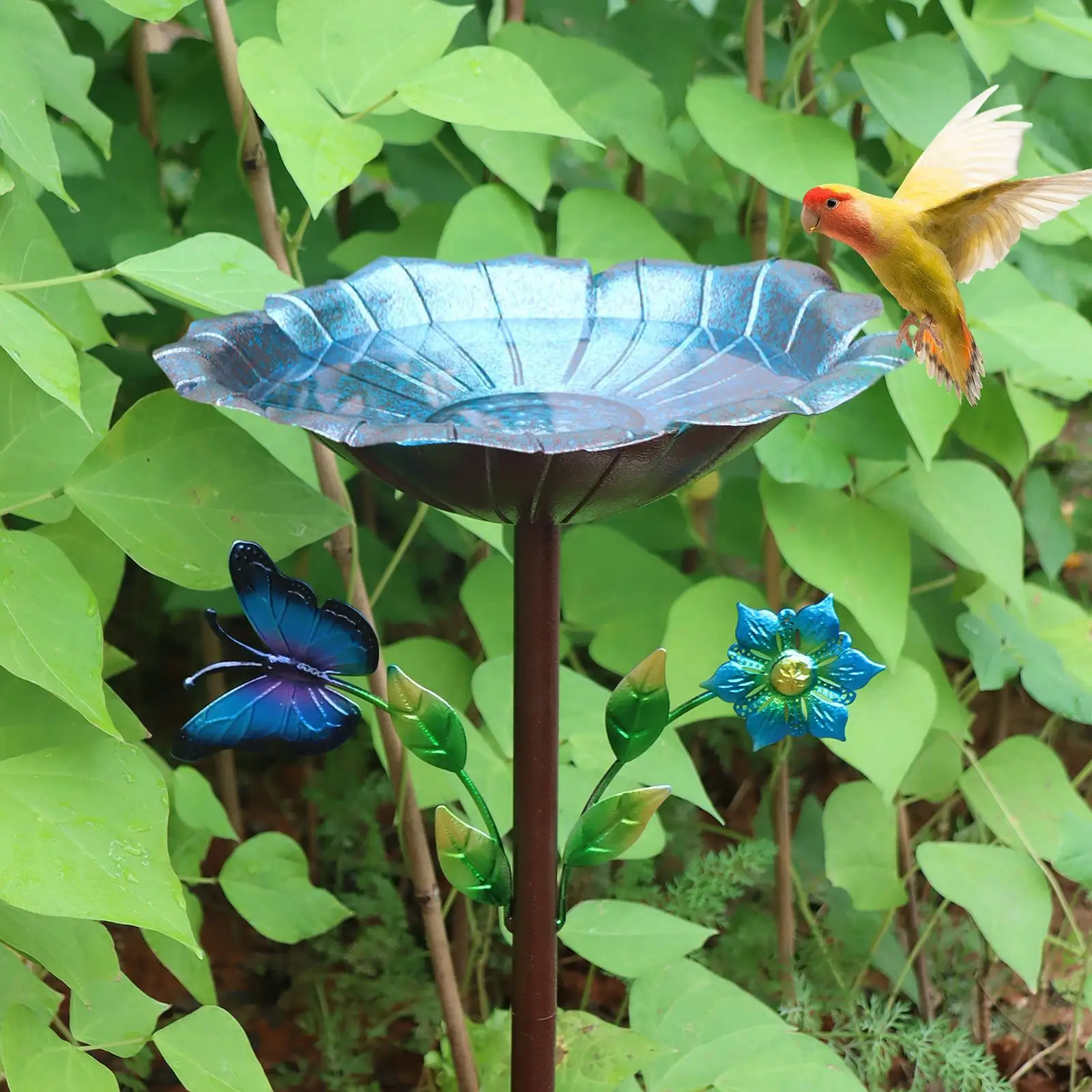 

Metal Bird Bath for Outside Bird Feeder Housewarming Gift Freestanding Garden