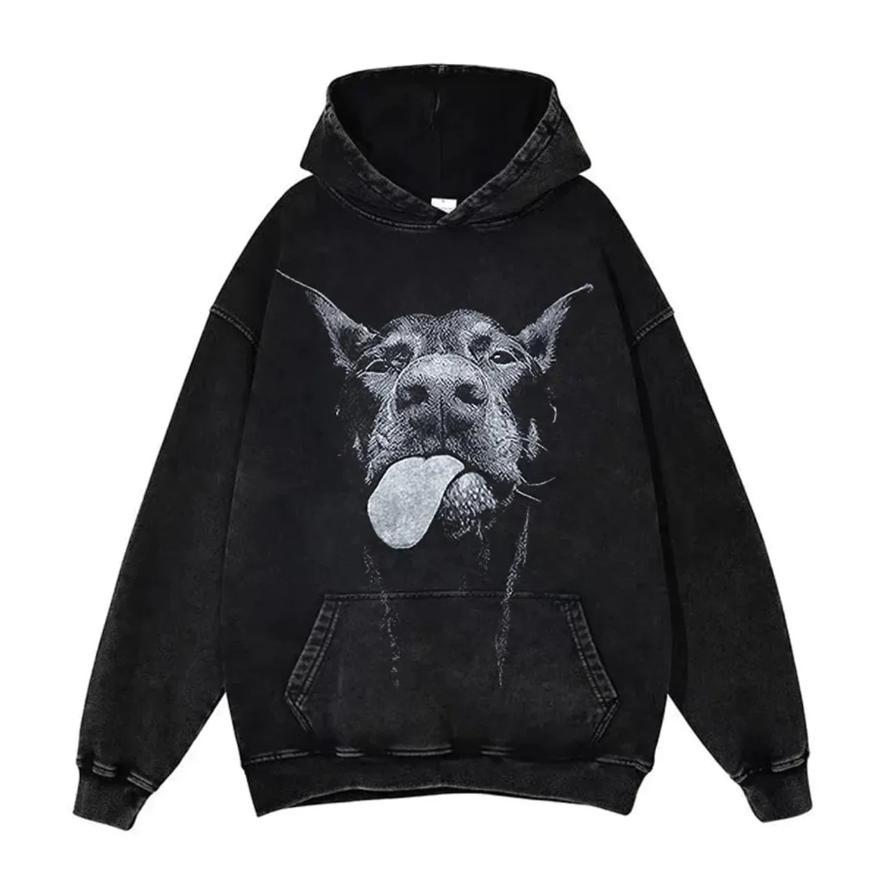 

Retro Hip Hop Rap Portrait Heavyweight Oversize Hooded Sweater for Men and Women Hiphop Wash Hoodie