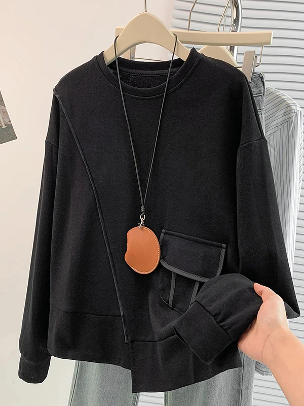 

Женский длинный свитшот размера плюс, свободный крой, модный повседневный топ для похудения, весна 2026, уличная одежда больших размеров