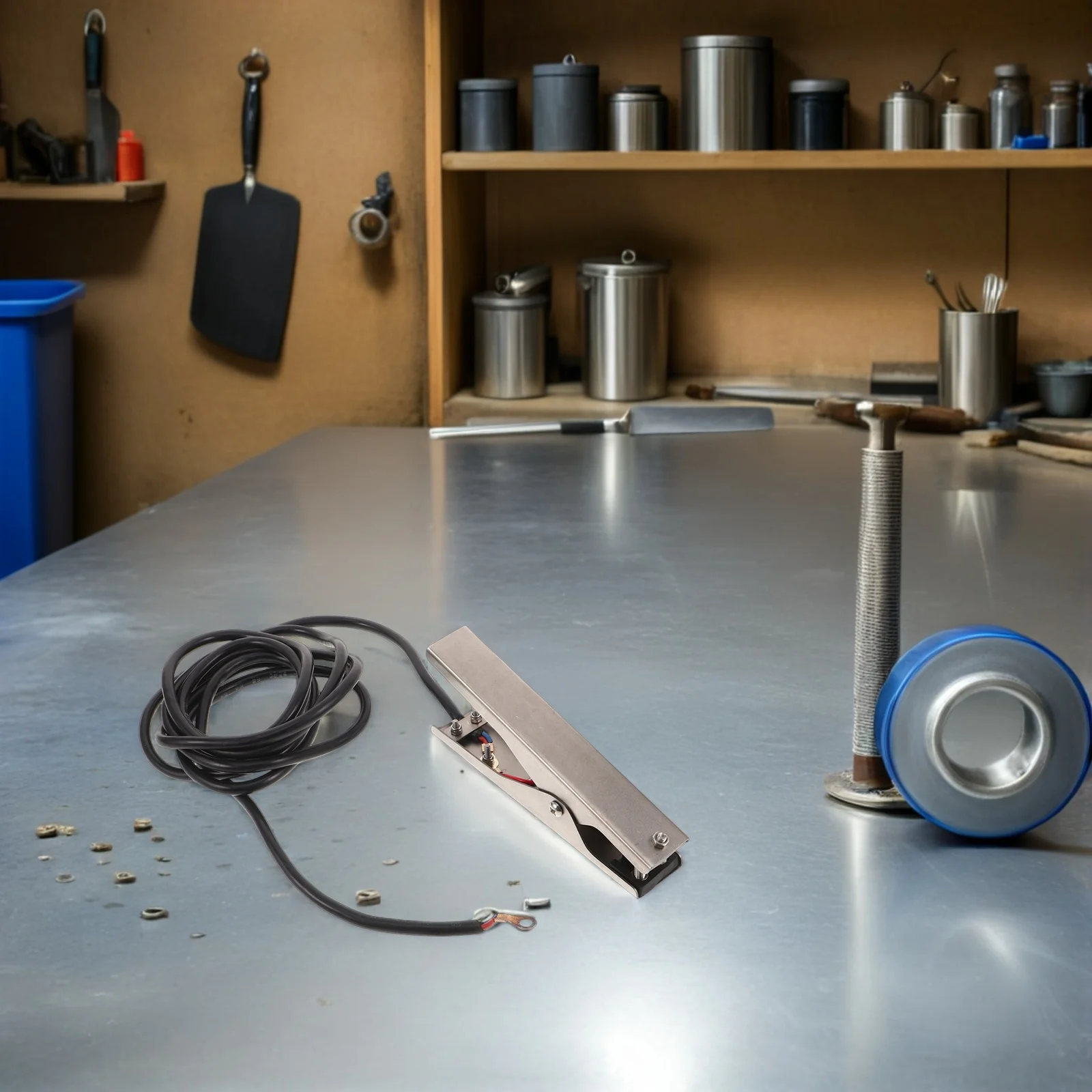 Penjepit Pembumian Anti Listrik Statis Baja Tahan Karat Kabel 3M Untuk Keamanan Penanganan Bahan Bakar SPBU Perawatan Penjepit Pembumian