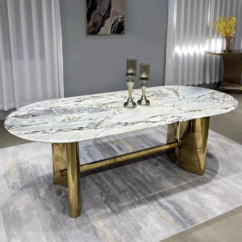 Light luxury stainless steel dining table base Minimalist rock slab support frame Marble table foot bracket Luxury stone table l